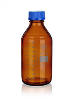 Reagent bottle, brown, round, blue cap, GL 45, 100 ml, SIMAX