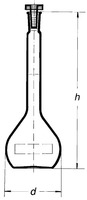 Volumetric flask, brown, class A, SJ 10/19, plastic stopper, 25 ml, SIMAX