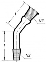(MOQ! on request) Koleno s NZ 29/32 v úhlu 135°, jádro, plášť, SIMAX