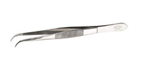 Forceps sharp 18/10 steel, round bent, L=115mm