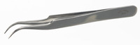 Precision forceps 18/10 steel extra, sharp, bent, L=105mm