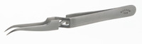 Precision forceps 18/10 steel extra, sharp, bent, L=120mm