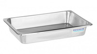 Evaporating dish w. rim, 18/10 steel, 340x210x60mm
