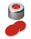 Uzávěr krimplovací hlíník s otvorem,ND8, septum PTFE červený/silikon bílý/PTFE červ., 45°,  šířka 1,0mm, bal.100ks