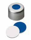 Uzávěr krimplovací hlíník s otvorem,ND8, septum silikon modrý/PTFE bílý, 45°,  šířka 1,3mm, bal.100ks