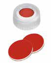 Uzávěr šroubovací PP s otvorem, ND9, bílý, septum PTFE červený/silikon bílý, PTFE červený, 45°,  šířka 1,0mm, bal.100ks