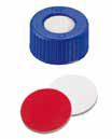 Uzávěr šroubovací PP s otvorem,ND9, modrý, septum silikon bílý/PTFE červený, UltraClean, 55°,  šířka 1,0mm, bal.100ks