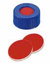 Uzávěr šroubovací PP s otvorem,ND9, modrý, septum PTFE červený/silikon bílý/PTFE červený, 45°,  šířka 1,0mm, bal.100ks