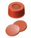 Uzávěr šroubovací PP s otvorem,ND9, červený, septum guma červenoor./TEF natur, 60°,  šířka 1,0mm, bal.100ks