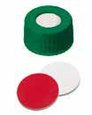 Uzávěr šroubovací PP s otvorem,ND9, zelený, septum silikon bílý/ PTFE červený, UltraClean, 55°,  šířka 1,0mm, bal.100ks