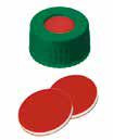 Uzávěr šroubovací PP s otvorem,ND9, zelený, septum PTFE červený/silikon bílý/ PTFE červený, 45°,  šířka 1,0mm, bal.100ks
