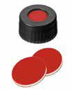 Uzávěr šroubovací PP s otvorem,ND9, černý, septum PTFE červený/silikon bílý/PTFE červený, 45°,  šířka 1,0mm, bal.100ks