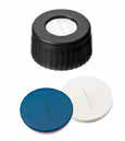 Uzávěr šroubovací PP s otvorem,ND9, černý, septum silikon bílý/PTFE modrý, 55°,  šířka 1,0mm, bal.100ks