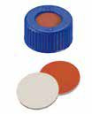 Uzáver skrutkovací PP s otvorom, ND9,  modrý,  septum guma červená/PTFE béžový,  IM Quality,  45°,   šírka 1, 0mm,  bal.100ks