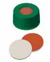 Uzáver skrutkovací PP s otvorom, ND9,  zelený,  septum guma červená/ PTFE béžový,  IM Quality,  45°,   šírka 1, 0mm,  bal.100ks