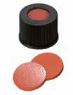 Uzávěr šroubovací PP s otvorem, ND10, černý, septum guma červenoor./TEF transparent, 60°,  šířka 1,3mm, bal.100ks