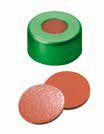 Uzávěr krimplovací Al s otvorem,ND11, zelený, septum guma červenoor./Butyl červený/TEF transparent,  60°,  šířka 1,0mm, bal.100ks