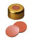 Uzávěr krimplovací Al s otvorem,ND11, zlatý, septum guma červenoor./Butyl červený/TEF transparent,  IM Quality, 60°,  šířka 1,0mm, bal.100ks