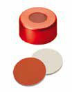 Uzávěr krimplovací Al s otvorem,ND11, červený, septum guma červená/PTFE béžový,  IM Quality, 45°,  šířka 1,0mm, bal.100ks