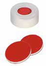Uzávěr zaklapávací PE s otvorem, tvrdý, ND11, septum PTFE červený/silikon bílý/PTFE červený, 45°,  šířka 1,0mm, bal.100ks