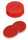 Uzáver zaklapávací PE s otvorom,  červený,  tvrdý,  ND11,  septum silikón biely/PTFE červený,  45°,   šírka 1, 0mm,  bal.100ks