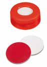 Uzáver zaklapávací PE s otvorom,  červený,  tvrdý,  ND11,  septum silikón biely/PTFE červený,  UltraClean,  45°,   šírka 1, 3mm,  bal.100ks