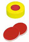 Uzávěr zaklapávací PE s otvorem, žlutý, tvrdý, ND11, septum PTFE červený/silikon bílý/PTFE červený, 45°,  šířka 1,0mm, bal.100ks