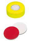 Uzáver zaklapávací PE s otvorom,  žltý,  tvrdý,  ND11,  septum silikón biely/PTFE červený, UltraClean,  45°,   šírka 1, 3mm,  bal.100ks