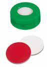 Uzávěr zaklapávací PE s otvorem, zelený, tvrdý, ND11, septum silikon bílý/PTFE červený, UltraClean, 45°,  šířka 1,3mm, bal.100ks