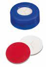 Uzáver zaklapávací PE s otvorom, modrý,  mäkký,  ND11,  septum silikón biely/PTFE červený,  náeez X,  45°,   šírka 1, 3mm,  bal.100ks