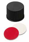 Uzávěr šroubovací PP, černý, ND13, septum silikon krémový/PTFE červený, 55°,  šířka 1,5mm, bal.100ks