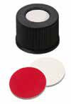 Uzávěr šroubovací PE s otvorem, černý, ND13, septum silikon krémový/PTFE červený, 55°,  šířka 1,5mm, bal.100ks