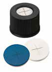 Uzávěr šroubovací PE s otvorem, černý, ND13, septum silikon bílý/PTFE modrý, nářez X, 55°,  šířka 1,5mm, bal.100ks