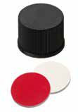 Uzávěr šroubovací PP, černý, ND15, septum silikon bílý/PTFE červený, 45°,  šířka 1,3mm, bal.100ks