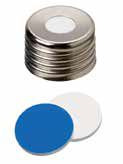 Uzávěr šroubovací magnetický s otvorem, ND18, stříbrný, septum silikon bílý/PTFE modrý, 55°,  šířka 1,5mm, bal.100ks