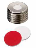 Uzávěr šroubovací magnetický s otvorem, ND18, stříbrný, septum silikon bílý/PTFE červený, 45°,  šířka 1,3mm, bal.100ks