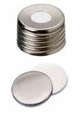Uzáver skrutkovací magnetický s otvorom,  ND18,  strieborný,  septum silikon biely/fólie hliník,  50°,   šírka 1, 3mm,  bal.100ks