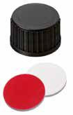 Uzávěr šroubovací PP, ND18, černý, septum silikon bílý/PTFE červený, 55°,  šířka 1,5mm, bal.100ks