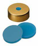 Uzávěr krimplovací magnetický s otvorem, zlatý, septum silikon modrý transparent/PTFE transparent, 45°,  šířka 3,0mm, bal.100ks