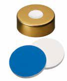 Uzávěr krimplovací magnetický s otvorem, zlatý, septum silikon bílý/PTFE modrý, 55°,  šířka 1,5mm, bal.100ks