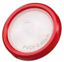 Filter striekačkový, 30 mm, HPLC, predfilter sklenené vlákna/PVDF, 0,45 µm, červený, popis typu membrány, (bal. 100 ks)