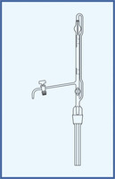 Automatic burette according to Pellet with stopcock, with intermediate stopcock, glass key, QUALICOLOR, class AS 100 ml (0, 2)