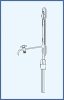 Automatic burette according to Pellet with stopcock, with intermediate stopcock, PTFE key, with Schellbach stripe, QUALICOLOR, class AS 10 ml (0, 02)