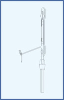 Byreta automatická podľa Pelleta, tr AS, so Schellbachovým pruhom, teflonový ventil, prepúšťací kohút, sklenené kladívko, 25/0,1 ml