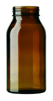 Fľaša širokohrdlá, prachovnica,  hnedá,  so závitom GL 50,  300 ml,  bez uzáveru,  Sklárny Moravia