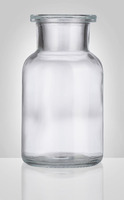 Láhev širokohrdlá, bílá, prachovnice, nezabroušená, tvarováno na NZ 24/20, 50 ml, Sklárny Moravia