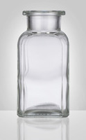 Láhev širokohrdlá, bílá, hranatá, nezabroušená, tvarováno na NZ 29/22, 150 ml, Sklárny Moravia