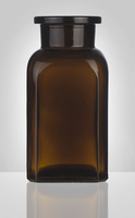 Wide neck bottle, brown, square, ungrounded, shaped for SJ 29/22, 100 ml, Sklárny Moravia