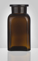 Wide neck bottle, brown, square, without stopper, SJ 29/22, 150 ml, Sklárny Moravia