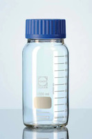 Láhev širokohrdlá, čirá, GLS 80, modrý šroubovací uzávěr s vylévacím kroužkem (PP) , 500 ml, DWK